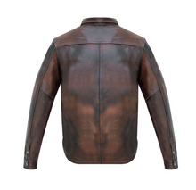 Load image into Gallery viewer, Distressed Brown Leather Motorcycle Shirt with Concealed Carry