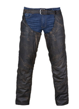 Load image into Gallery viewer, Distressed Brown Leather Motorcycle Chaps