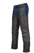 Load image into Gallery viewer, Distressed Brown Leather Motorcycle Chaps