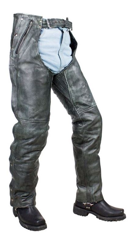 Naked Gray Cowhide Leather Chaps