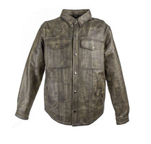 Load image into Gallery viewer, Men's Distressed Brown Leather Motorcycle Shirt With Concealed Carry