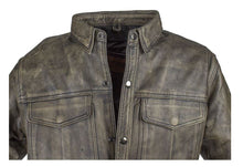 Load image into Gallery viewer, Men's Distressed Brown Leather Motorcycle Shirt With Concealed Carry
