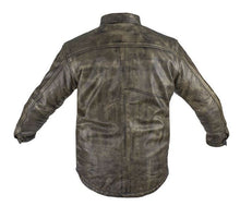 Load image into Gallery viewer, Men's Distressed Brown Leather Motorcycle Shirt With Concealed Carry