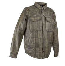 Load image into Gallery viewer, Men's Distressed Brown Leather Motorcycle Shirt With Concealed Carry