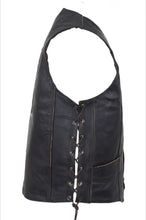 Load image into Gallery viewer, Men’s Leather Vest with Indian Head &amp; Side Laces
