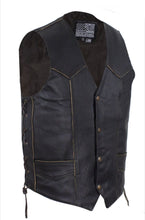 Load image into Gallery viewer, Men’s Leather Vest with Indian Head & Side Laces