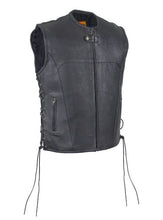 Load image into Gallery viewer, Mens Leather Motorcycle Club Vest With No Collar