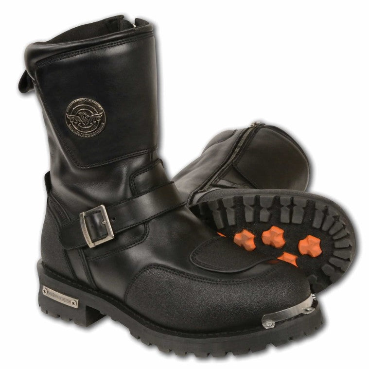 Milwaukee Leather Men’s Strap Boot w/ Reflective Piping & Gear Shift Protection