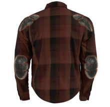 Load image into Gallery viewer, Men’s Red & Orange Armored Flannel Biker Shirt