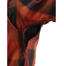 Load image into Gallery viewer, Men’s Red & Orange Armored Flannel Biker Shirt