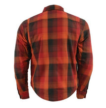 Load image into Gallery viewer, Men’s Red & Orange Armored Flannel Biker Shirt