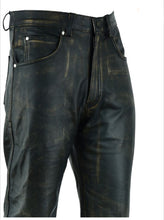 Load image into Gallery viewer, Men’s Distressed Brown Leather Motorcycle Pants
