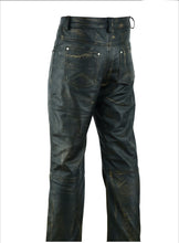 Load image into Gallery viewer, Men’s Distressed Brown Leather Motorcycle Pants
