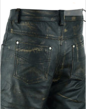 Load image into Gallery viewer, Men’s Distressed Brown Leather Motorcycle Pants
