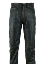 Load image into Gallery viewer, Men’s Distressed Brown Leather Motorcycle Pants
