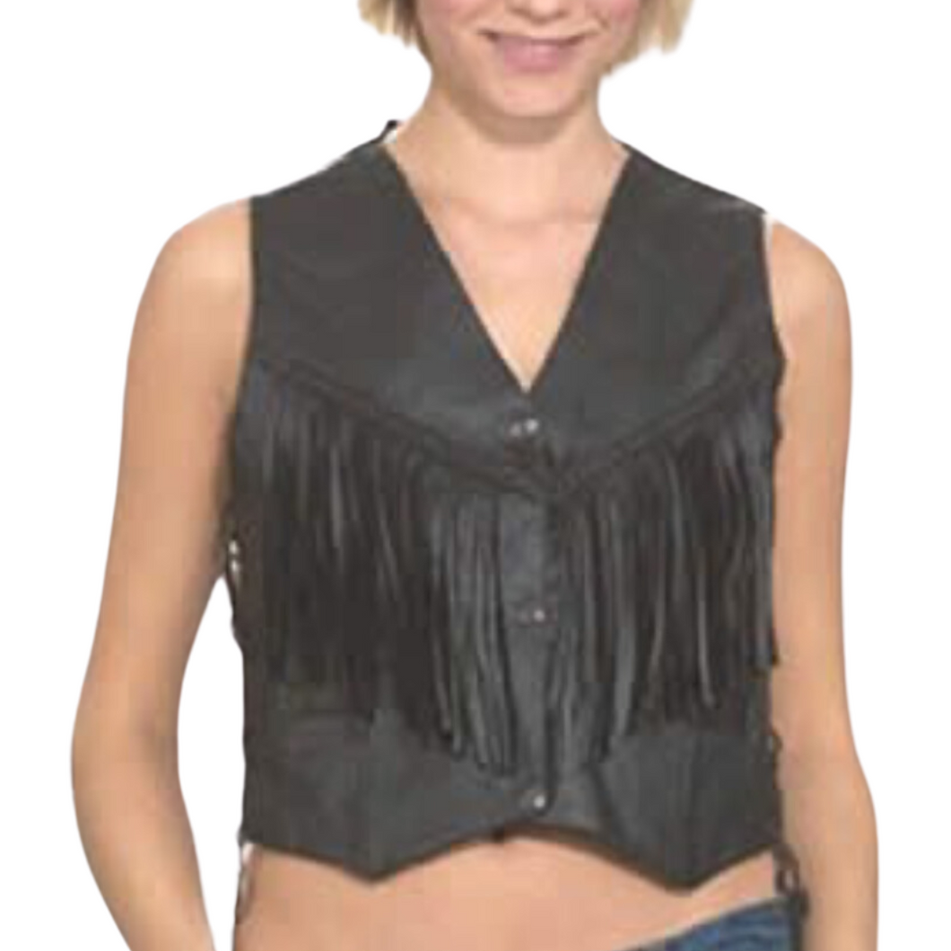 Ladies Fringe Snap Button Vest