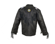 Load image into Gallery viewer, Men’s Western Style Leather Motorcycle Jacket with Beads &amp; Bone

