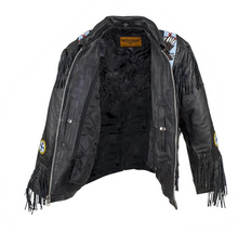Load image into Gallery viewer, Men’s Western Style Leather Motorcycle Jacket with Beads &amp; Bone
