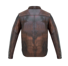 Load image into Gallery viewer, Distressed Brown Leather Motorcycle Shirt with Concealed Carry
