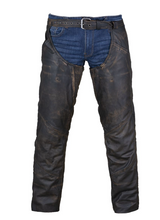 Load image into Gallery viewer, Distressed Brown Leather Motorcycle Chaps
