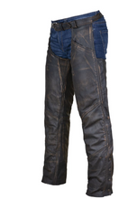 Load image into Gallery viewer, Distressed Brown Leather Motorcycle Chaps
