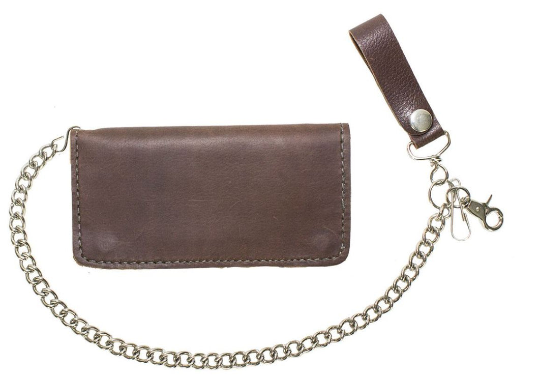 Heavy Duty Dark Brown Leather Chain Wallet
