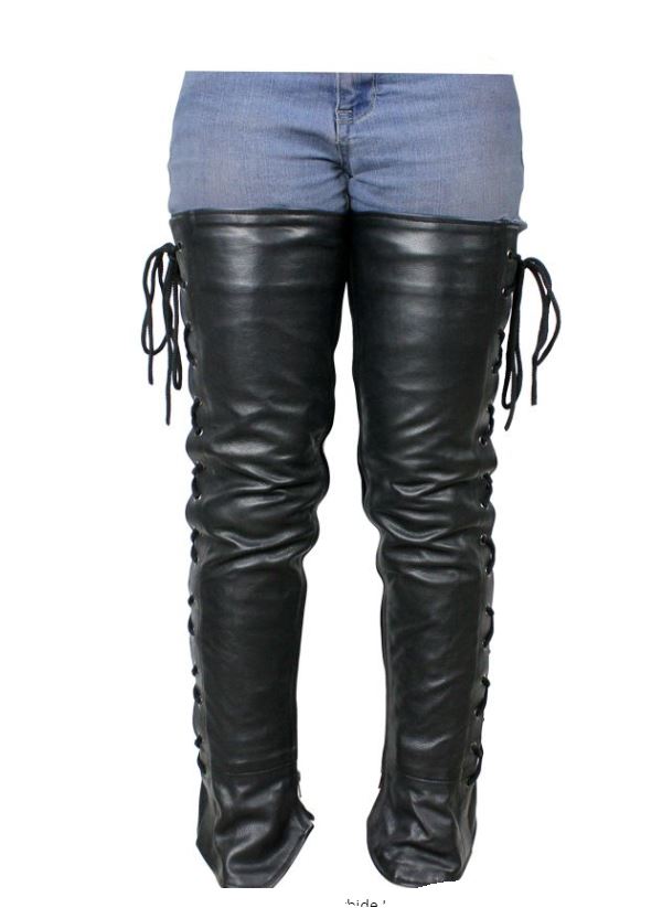 Thigh High Leather Laced Leggings