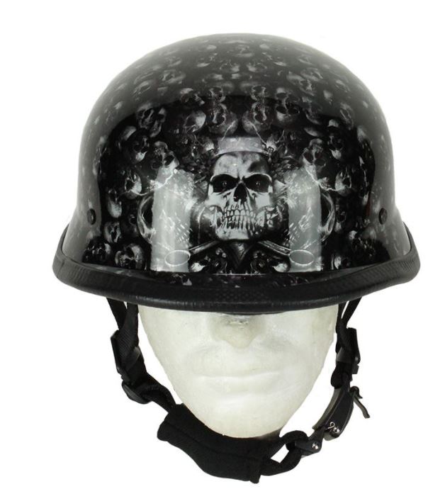 Grey Shiny Skull Graveyard German Novelty Helmet