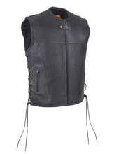 Load image into Gallery viewer, Mens Leather Motorcycle Club Vest With No Collar
