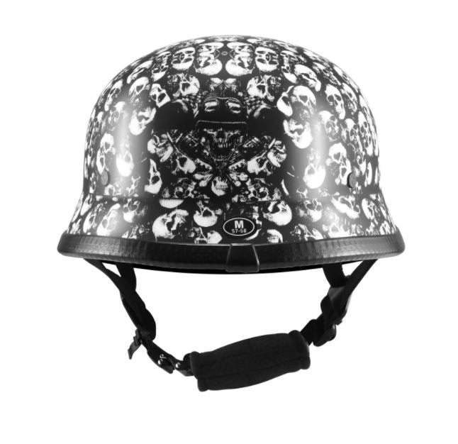White Shiny Skull Graveyard German Novelty Helmet – Icon Biker Gear